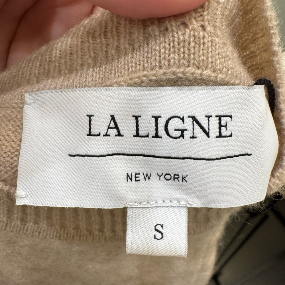 La Ligne 100% Cashmere Sweater Beige Oatmeal and Cream Off White Color. Small - Picture 2 of 6